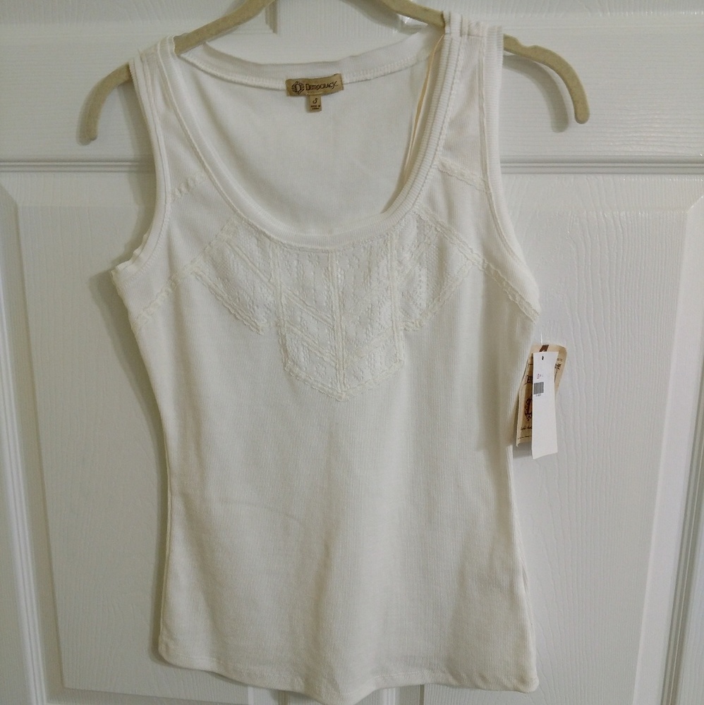 NWT Democracy Lace Accent Tank Top